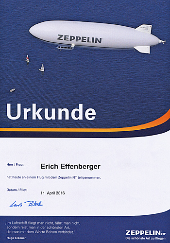 Zeppelin Urkunde vom Flug ber Mnchen